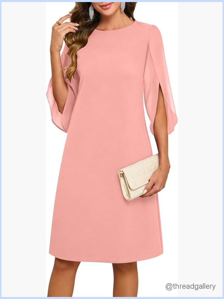 Elegant Flutter Chiffon Sleeve Midi Cocktail Dress - Women